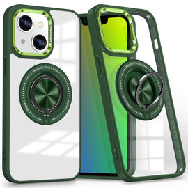 Tough Shield Crystal Case with MagSafe Ring Holder for iPhone 15 - Green