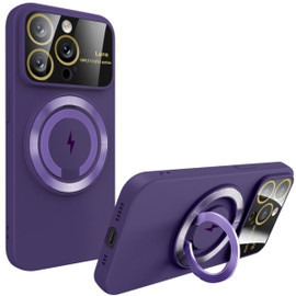 Fit TPU Case with MagSafe Ring Holder and Camera Lens Protector for iPhone 15 Pro Max - Purple