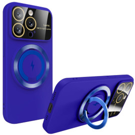 Fit TPU Case with MagSafe Ring Holder and Camera Lens Protector for iPhone 15 Pro - Blue