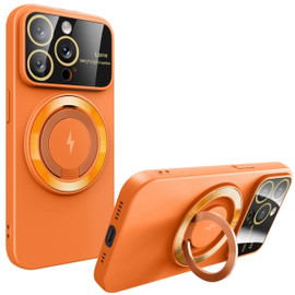 Fit TPU Case with MagSafe Ring Holder and Camera Lens Protector for iPhone 15 Pro - Orange