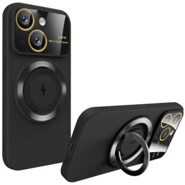 Fit TPU Case with MagSafe Ring Holder and Camera Lens Protector for iPhone 15 Plus - Black