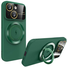 Fit TPU Case with MagSafe Ring Holder and Camera Lens Protector for iPhone 15 Plus - Green