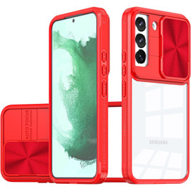 HD Transparent Case with Camera Privacy Cover for Samsung Galaxy S23 FE - Red