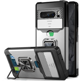 Military Grade All-In-One Ring Stand Card Case for Google Pixel 8 Pro - Silver