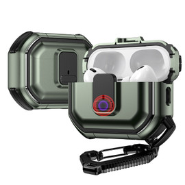 Rugged Protective Case with Secure Lock Clip for AirPods Pro (2nd Generation) - Green