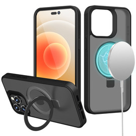 Frosted MagSafe Stand Case for iPhone 15 - Black