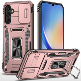 Military Grade Ring Holder Case with Camera Lens Cover for Samsung Galaxy A15 5G - Rose Gold