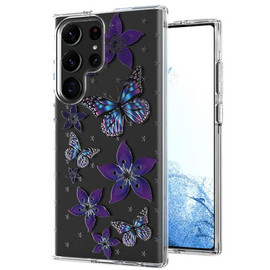 Butterfly Series Dual Layer Transparent Hybrid Case for Samsung Galaxy S24 Ultra - Purple