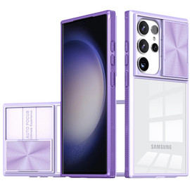 HD Transparent Case with Camera Privacy Cover for Samsung Galaxy S24 Ultra - Purple