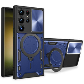 Elite Series Hybrid Case with MagSafe Magnetic Ring Stand and Camera Lens Cover for Samsung Galaxy S24 Ultra - Blue