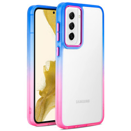 Gradient Series Optical Grade Acrylic Transparent Case for Samsung Galaxy S24 - Blue Hot Pink