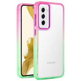 Gradient Series Optical Grade Acrylic Transparent Case for Samsung Galaxy S24 - Hot Pink Green
