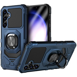 Military Grade Robotic Series Hybrid Case with Ring Grip for Samsung Galaxy S24 Plus - Blue