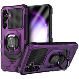 Military Grade Robotic Series Hybrid Case with Ring Grip for Samsung Galaxy S24 Plus - Purple