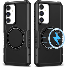 Shockproof Hybrid Case with MagSafe Magnetic Ring for Samsung Galaxy S24 - Black