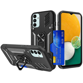 Military Grade Tough Ring Holder Case with Card Slot for Samsung Galaxy A15 5G - Black