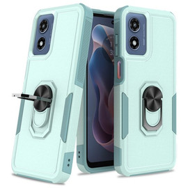 Military Grade TUFF Shockproof Hybrid Armor Case with Ring Grip for Motorola Moto G Play 2024 - Baby Blue