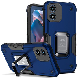Military Grade Shockproof Hybrid Armor Case with Ring Grip for Motorola Moto G Play 2024 - Blue