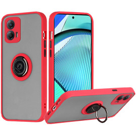 Transparent Hybrid Case with Ring Grip for Motorola Moto G Power 5G 2024 - Red