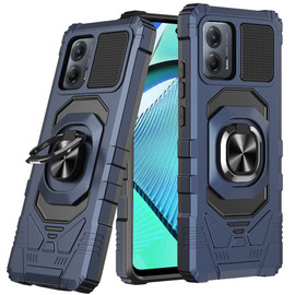 Military Grade Robotic Series Hybrid Case with Ring Grip for Motorola Moto G Power 5G 2024 - Blue