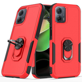 Military Grade TUFF Shockproof Hybrid Armor Case with Ring Grip for Motorola Moto G Power 5G 2024 - Red