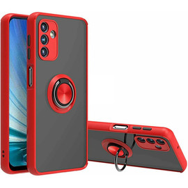 Transparent Hybrid Case with Ring Grip for Samsung Galaxy A35 5G - Red