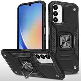 Military Grade Robust Series Dual Layer Hybrid Case with Ring Grip for Samsung Galaxy A35 5G - Black
