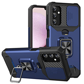 Military Grade All-In-One Ring Stand Card Case for Samsung Galaxy A35 5G - Blue