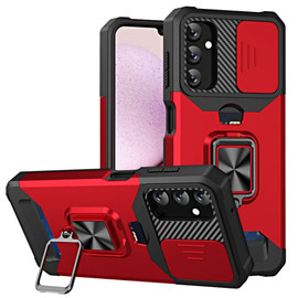 Military Grade All-In-One Ring Stand Card Case for Samsung Galaxy A35 5G - Red