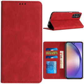 Leather Folio Wallet Case for Samsung Galaxy A35 5G - Red
