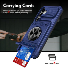 Military Grade All-In-One Ring Stand Case with Card Pocket for Samsung Galaxy A35 5G - Blue