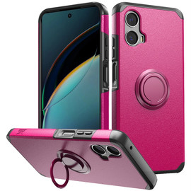 Shockproof Air Cushion Hybrid Case with Ring Grip for Motorola Moto G 5G 2024 - Hot Pink