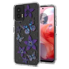Butterfly Series Dual Layer Transparent Hybrid Case for Motorola Moto G 5G 2024 - Purple