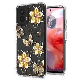 Butterfly Series Dual Layer Transparent Hybrid Case for Motorola Moto G 5G 2024 - Golden