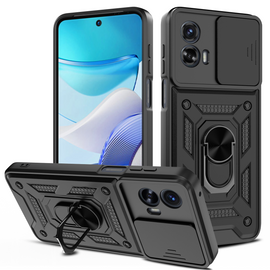 Military Grade Elite Series Hybrid Case with Ring Grip and Camera Lens Cover for Motorola Moto G 5G 2024 - Black