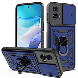 Military Grade Elite Series Hybrid Case with Ring Grip and Camera Lens Cover for Motorola Moto G 5G 2024 - Blue