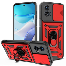 Military Grade Elite Series Hybrid Case with Ring Grip and Camera Lens Cover for Motorola Moto G 5G 2024 - Red