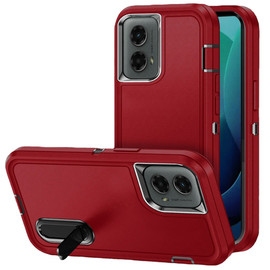 Military Grade Certified TUFF Hybrid Armor Case with Kickstand for Motorola Moto G 5G 2024 - Red