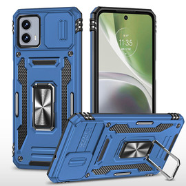 Military Grade Ring Holder Case with Camera Lens Cover for Motorola Moto G 5G 2024 - Navy Blue