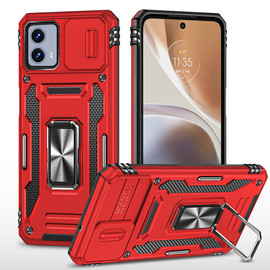 Military Grade Ring Holder Case with Camera Lens Cover for Motorola Moto G 5G 2024 - Red