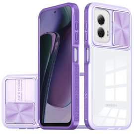 HD Transparent Case with Camera Privacy Cover for Motorola Moto G Stylus 5G 2024 - Purple