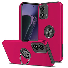 Military Grade 360 Rotating Ring Grip Hybrid Case for Motorola Moto G Stylus 5G 2024 - Hot Pink