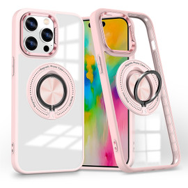 Tough Shield Crystal Case with MagSafe Ring Holder for iPhone 16 Pro - Pink