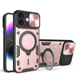 Superior Series Hybrid Case with MagSafe Ring Stand and Camera Lens Cover for iPhone 16 Plus - Rose Gold