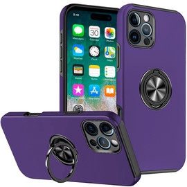 360 Rotating Ring Grip Hybrid Case for iPhone 16 Pro Max - Dark Purple