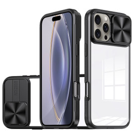 HD Transparent Case with Camera Privacy Cover for iPhone 16 Pro - Black