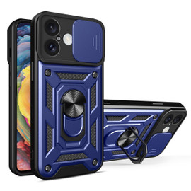 Superior Series Hybrid Case with Ring Grip and Camera Lens Cover for iPhone 16 - Blue
