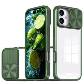 HD Transparent Case with Camera Privacy Cover for iPhone 16 Plus - Green
