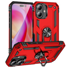 Military Grade Hybrid Case with Ring Grip for iPhone 16 Plus - Red