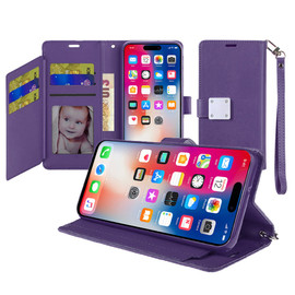Extra Series Essential Leather Wallet Stand Case for iPhone 16 - Purple